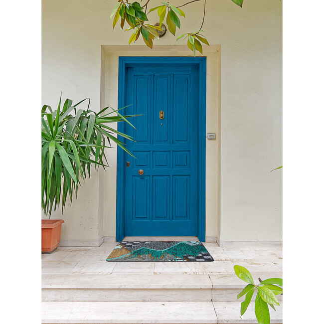 Upward Sweepable Shag Floormat, Cyan - Rugs - 7