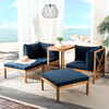 Ronson 5-Piece Outdoor Sectional Set, Navy/Acacia - Outdoor Home - 2