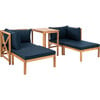 Ronson 5-Piece Outdoor Sectional Set, Navy/Acacia - Outdoor Home - 3