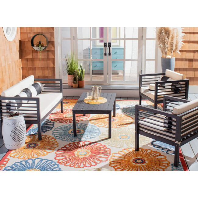 Alda Eucalyptus 4-Piece Outdoor Set, Black/Beige - Outdoor Home - 3