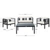 Alda Eucalyptus 4-Piece Outdoor Set, Black/Beige - Outdoor Home - 4