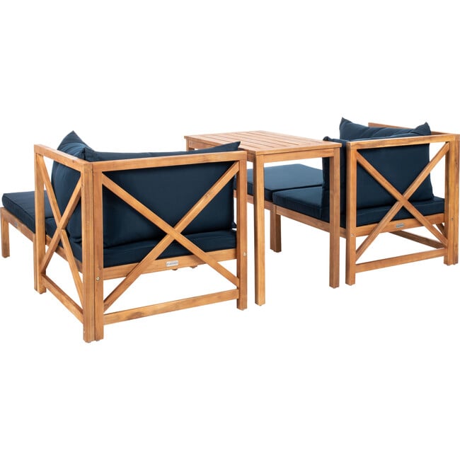 Ronson 5-Piece Outdoor Sectional Set, Navy/Acacia - Outdoor Home - 6