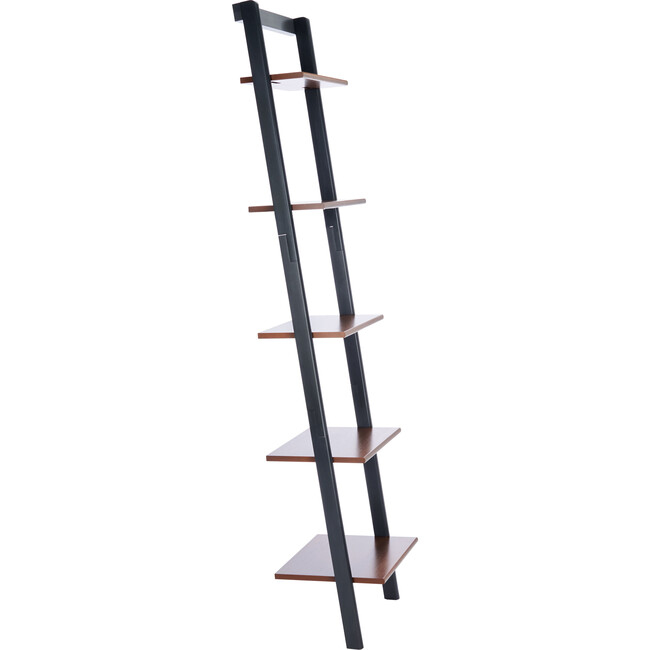 Allaire 5-Tier Leaning Etagère, Honey Brown/Charcoal - Bookcases - 3