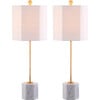 Set of 2 Magdalene Marble Table Lamps, White/Gold - Lighting - 2