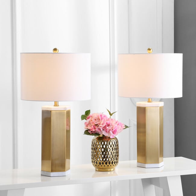 Set of 2 Alya Table Lamps, Gold - Lighting - 4