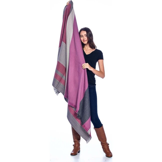 Reversible Alpaca Throw Blanket, Sangria - Throws - 3