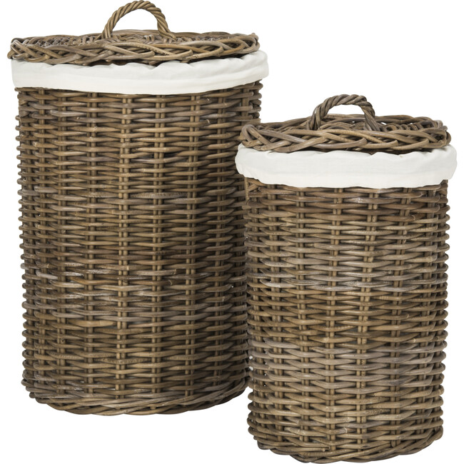 Set of 2 Millen Rattan Round Laundry Baskets
