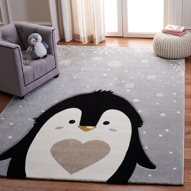 Byrdie Penguin Kids' Rug, Grey - Rugs - 2