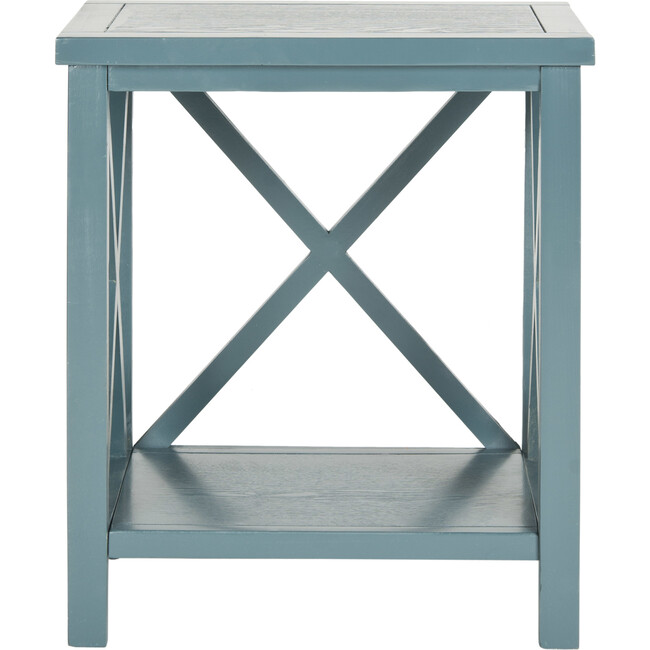 Candence Cross Back End Table, Teal