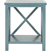 Candence Cross Back End Table, Teal - Accent Tables - 1 - thumbnail