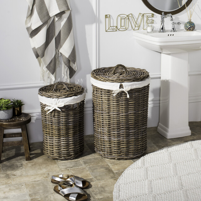 Set of 2 Millen Rattan Round Laundry Baskets - Storage - 3