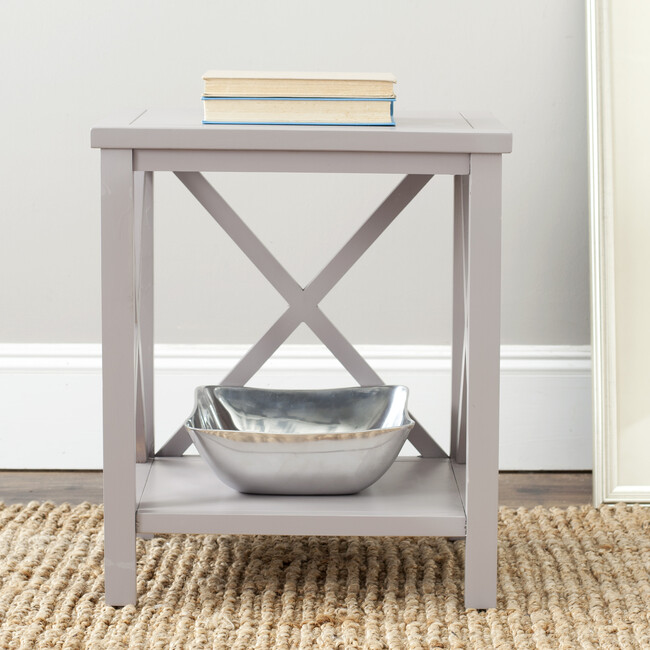 Candence Cross Back End Table, Grey