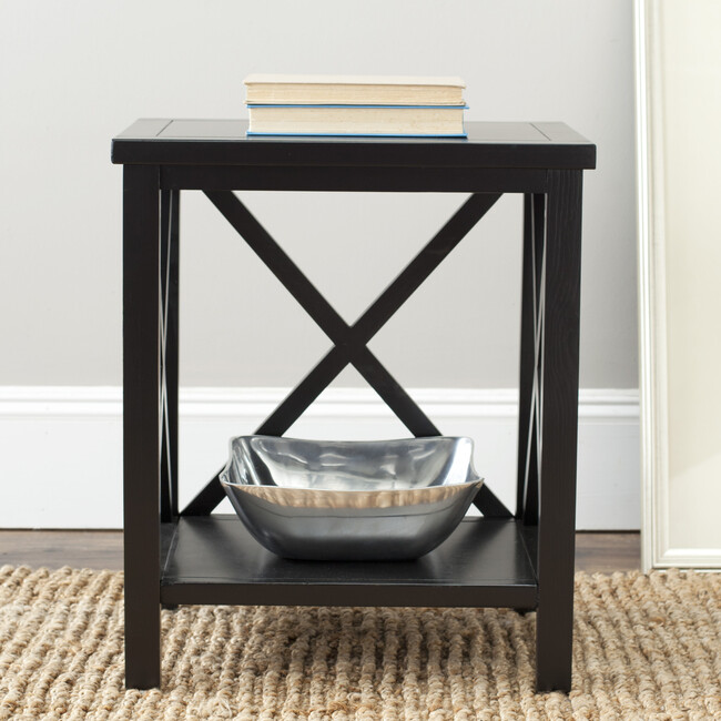 Candence Cross Back End Table, Black