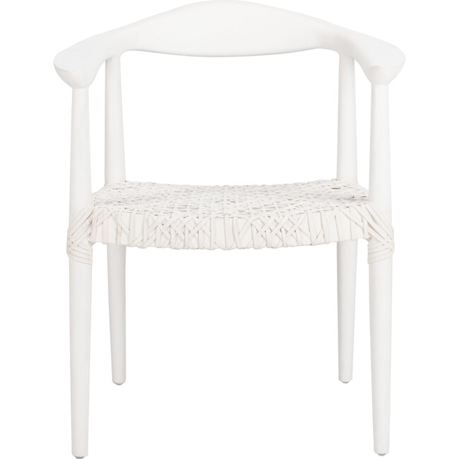 Juneau Leather Woven Accent Chair, White