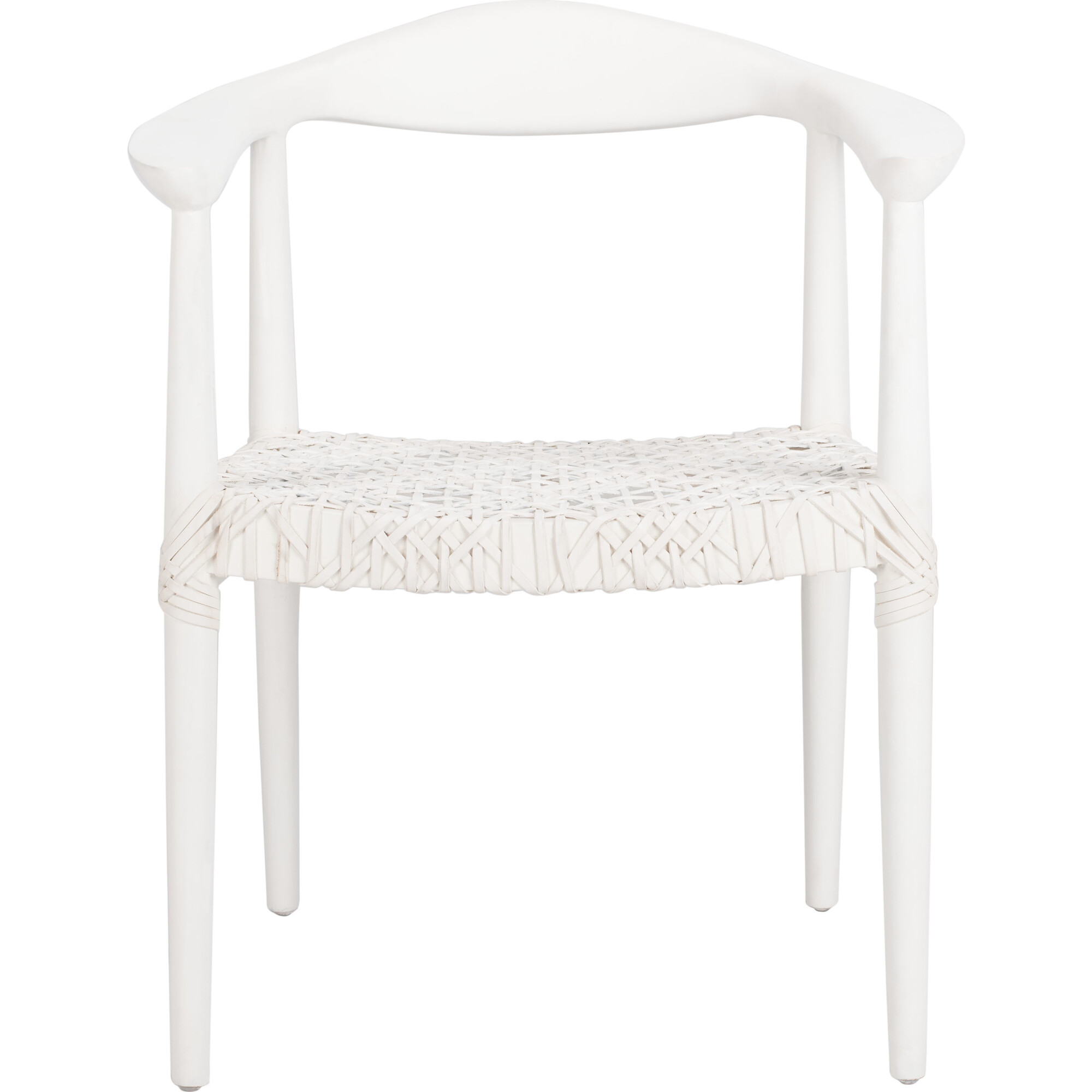 Juneau Leather Woven Accent Chair, White - Accent Seating - 1