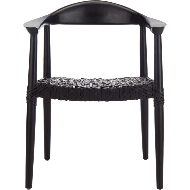 Juneau Leather Woven Accent Chair, Black