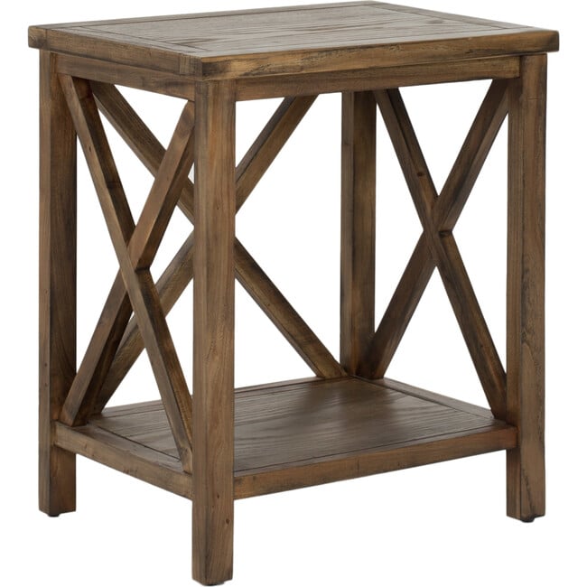 Candence Cross Back End Table, Oak - Accent Tables - 3