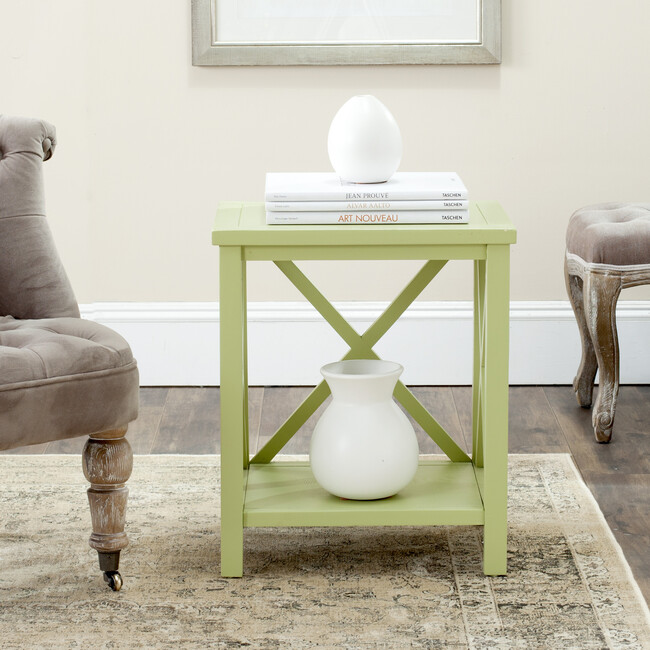 Candence Cross Back End Table, Avocado Green