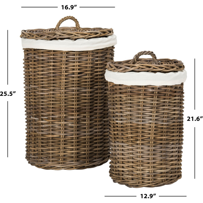 Set of 2 Millen Rattan Round Laundry Baskets - Storage - 5