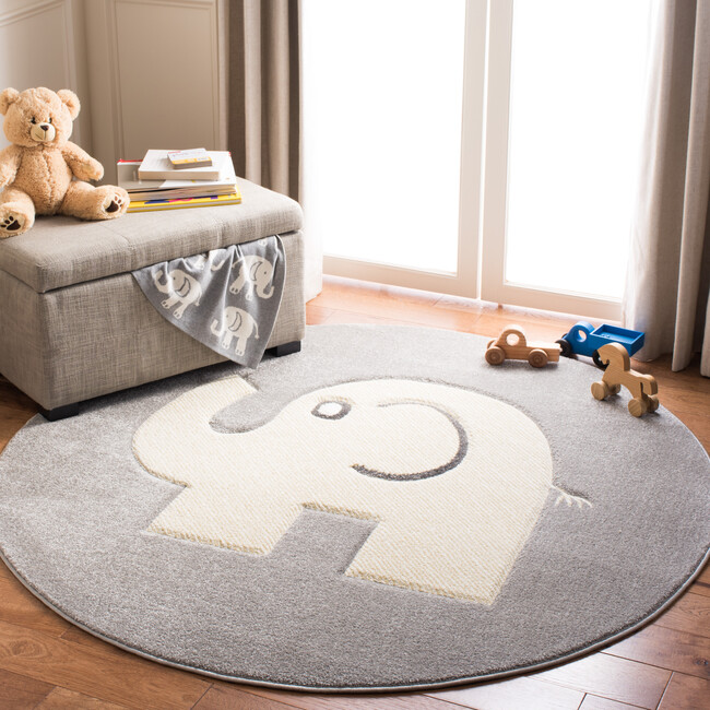 Ellie Elephant Kids' Rug, Grey/Beige - Rugs - 4