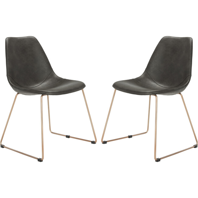 Set of 2 Dorian Midcentury Modern Leather Chair, Grey