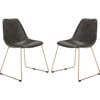 Set of 2 Dorian Midcentury Modern Leather Chair, Grey - Accent Seating - 1 - thumbnail