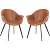 Set of 2 Dublin Midcentury Modern Leather Tub Chair, Cognac/Black - Accent Seating - 1 - thumbnail