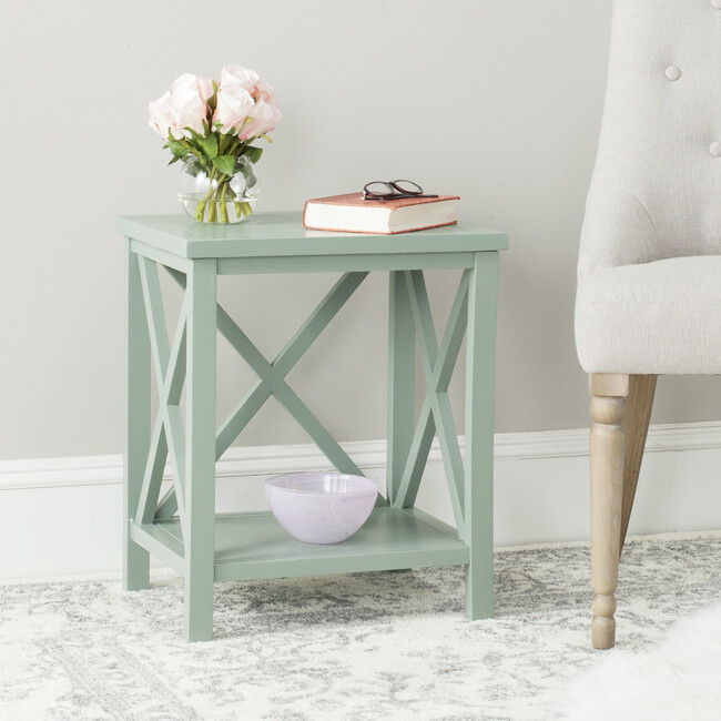 Candence Cross Back End Table, Dusty Green