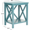 Candence Cross Back End Table, Teal - Accent Tables - 4