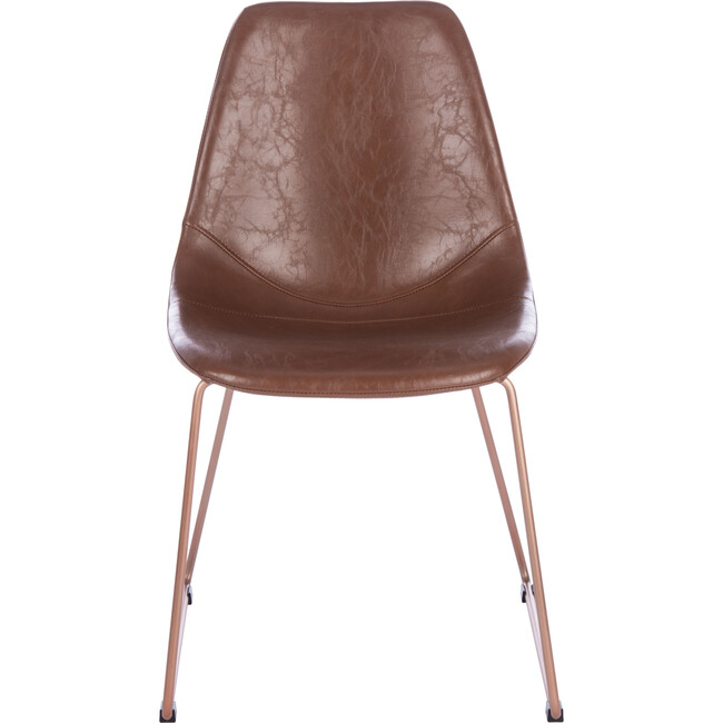 Set of 2 Dorian Midcentury Modern Leather Chair, Brown/Brass