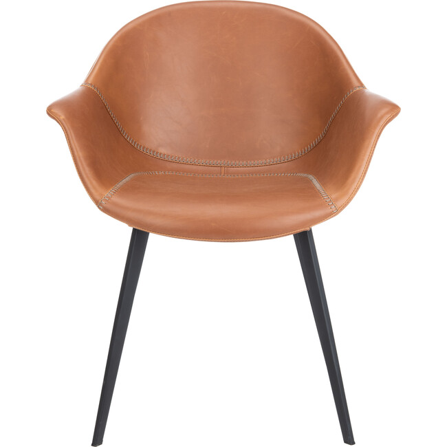 Set of 2 Dublin Midcentury Modern Leather Tub Chair, Cognac/Black - Accent Seating - 2