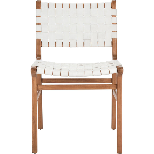Taika Woven Leather Accent Chair, White