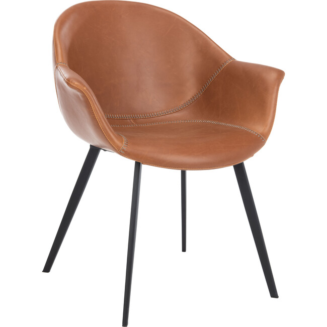 Set of 2 Dublin Midcentury Modern Leather Tub Chair, Cognac/Black - Accent Seating - 4