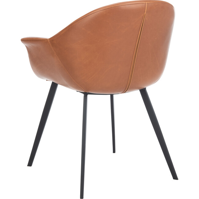 Set of 2 Dublin Midcentury Modern Leather Tub Chair, Cognac/Black - Accent Seating - 5