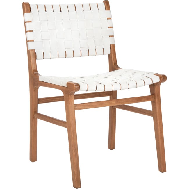 Taika Woven Leather Accent Chair, White - Accent Seating - 4