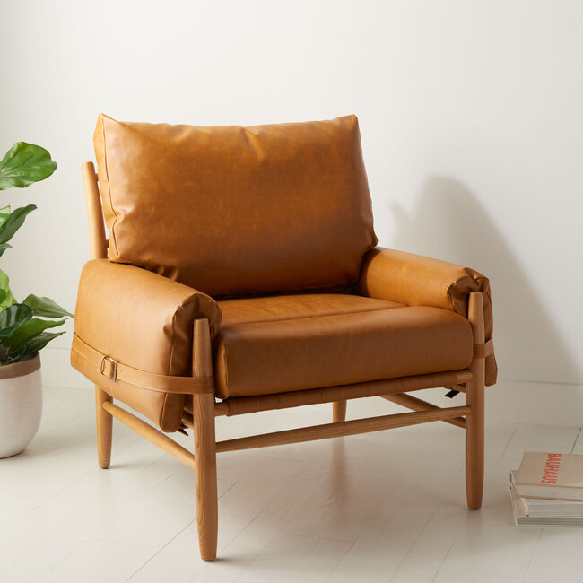 Oslo Mid Century Arm Chair, Caramel/Natural