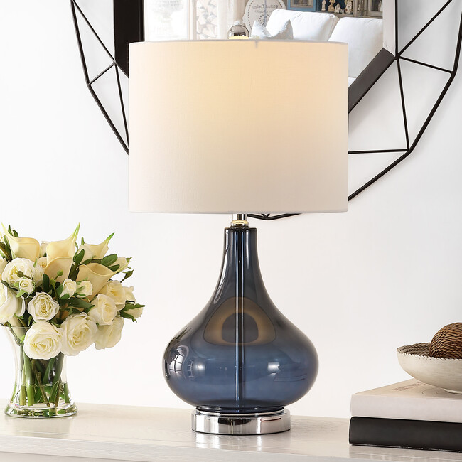 Brooks Glass Table Lamp, Blue