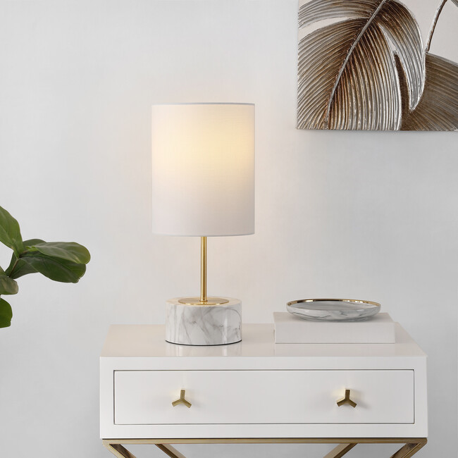 Kamilah Glass Table Lamp, Gold/Marble