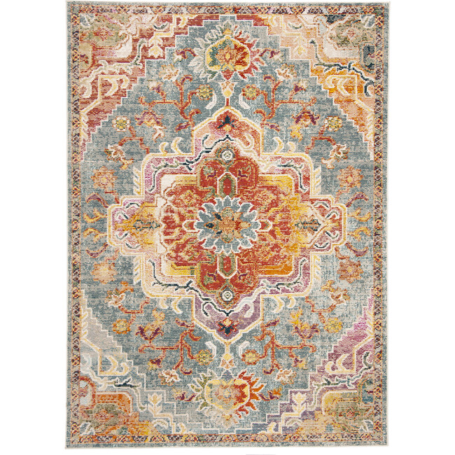 Crystal Piper Rug, Blue/Orange Multi