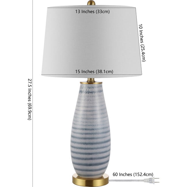 Eliana Ceramic Table Lamp, Blue Organic Stripe - Lighting - 5