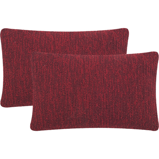 Set of 2 Soleil Solid Indoor/Outdoor Pillow, Red
