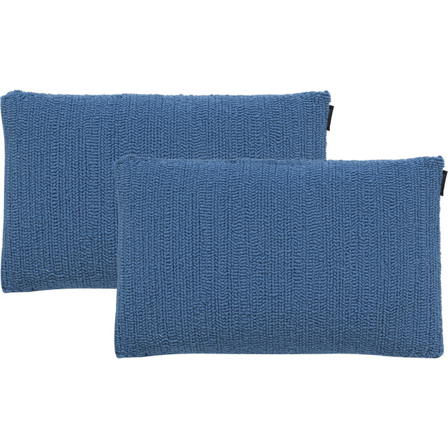 Set of 2 Soleil Solid Indoor/Outdoor Pillow, Marine Blue