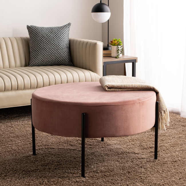Lisbon Round Cocktail Ottoman, Dusty Rose - Ottomans - 2