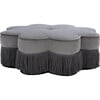 Tanith Flower Ottoman, Dark Grey - Ottomans - 1 - thumbnail