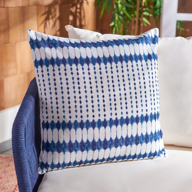 Kenza Indoor/Outdoor Pillow, Blue/White