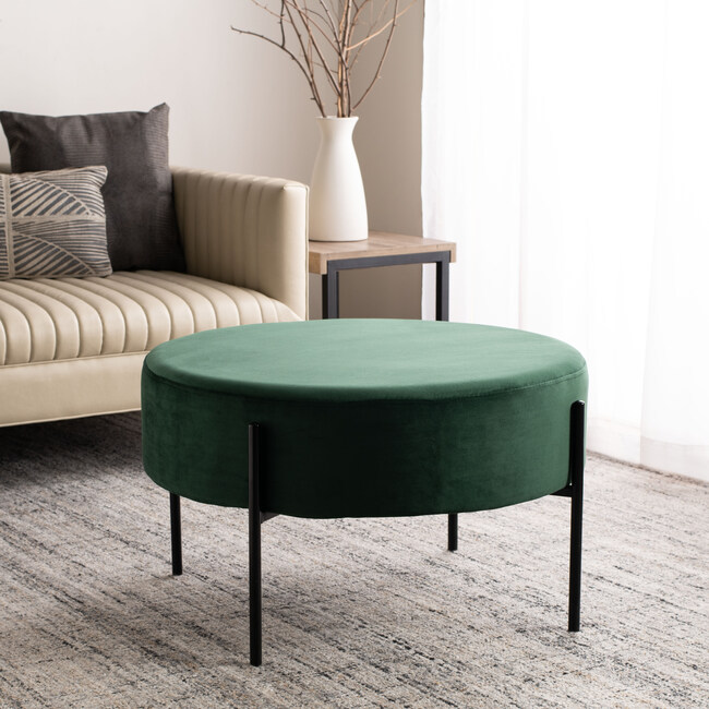 Lisbon Round Cocktail Ottoman, Malachite Green - Ottomans - 2