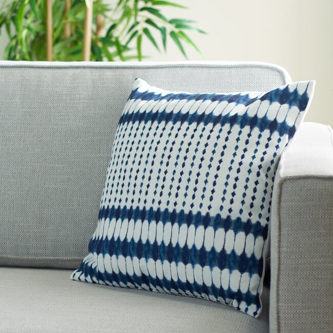 Kenza Indoor/Outdoor Pillow, Blue/White - Decorative Pillows - 3