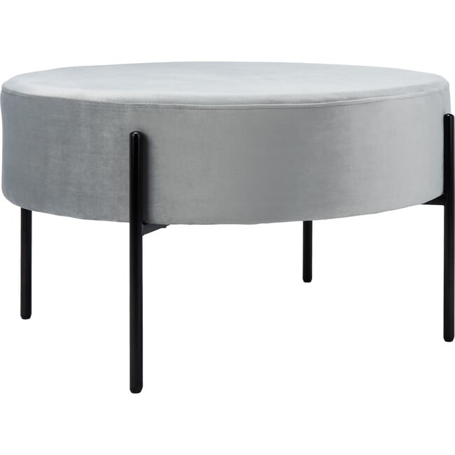 Lisbon Round Cocktail Ottoman, Grey - Ottomans - 3