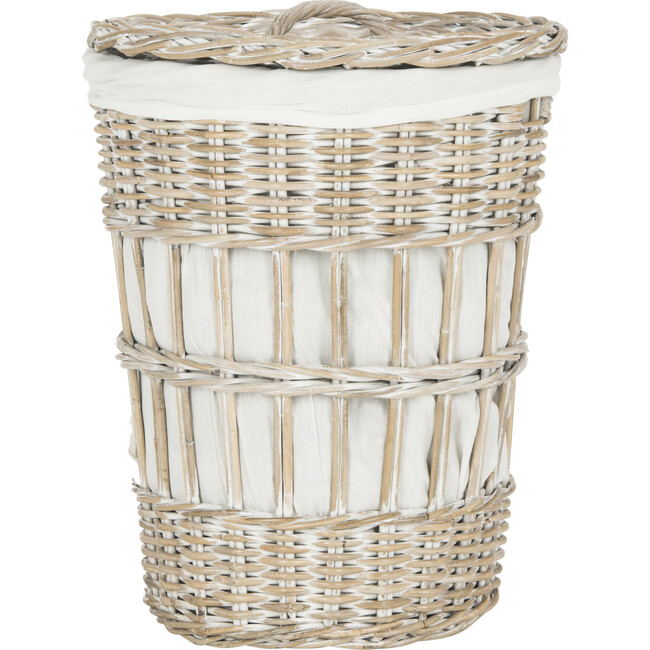 Maggy Lined Storage Hamper, White
