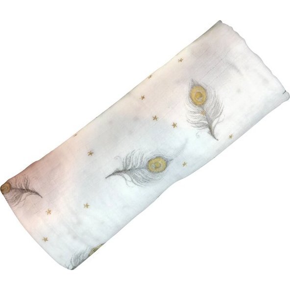 Organic Cotton Muslin Swaddle, Magical Feathers